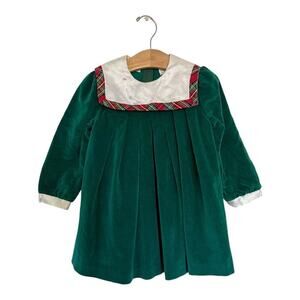 IMAGES 90's Girls 4T Vintage Holiday Green Smocked Christmas Dress​​​​